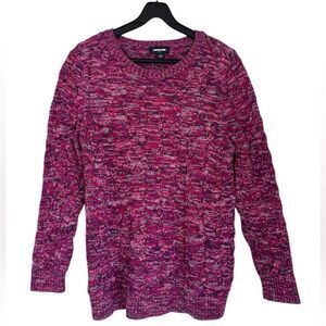 Lands' End Women’s Multicolored Cable Fisherman Knit Drifters Sweater Size LP
